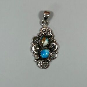 925 Sterling Silver Spiny Ice Blue Dahlia Pendant